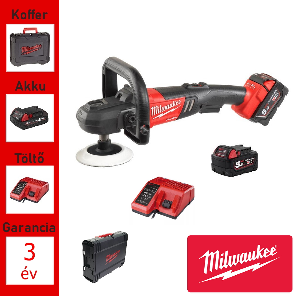 Milwaukee 18V akkus polírozó + 2 akku, töltő, koffer